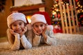 Christmas eve -children waiting for Santa Claus Royalty Free Stock Photo